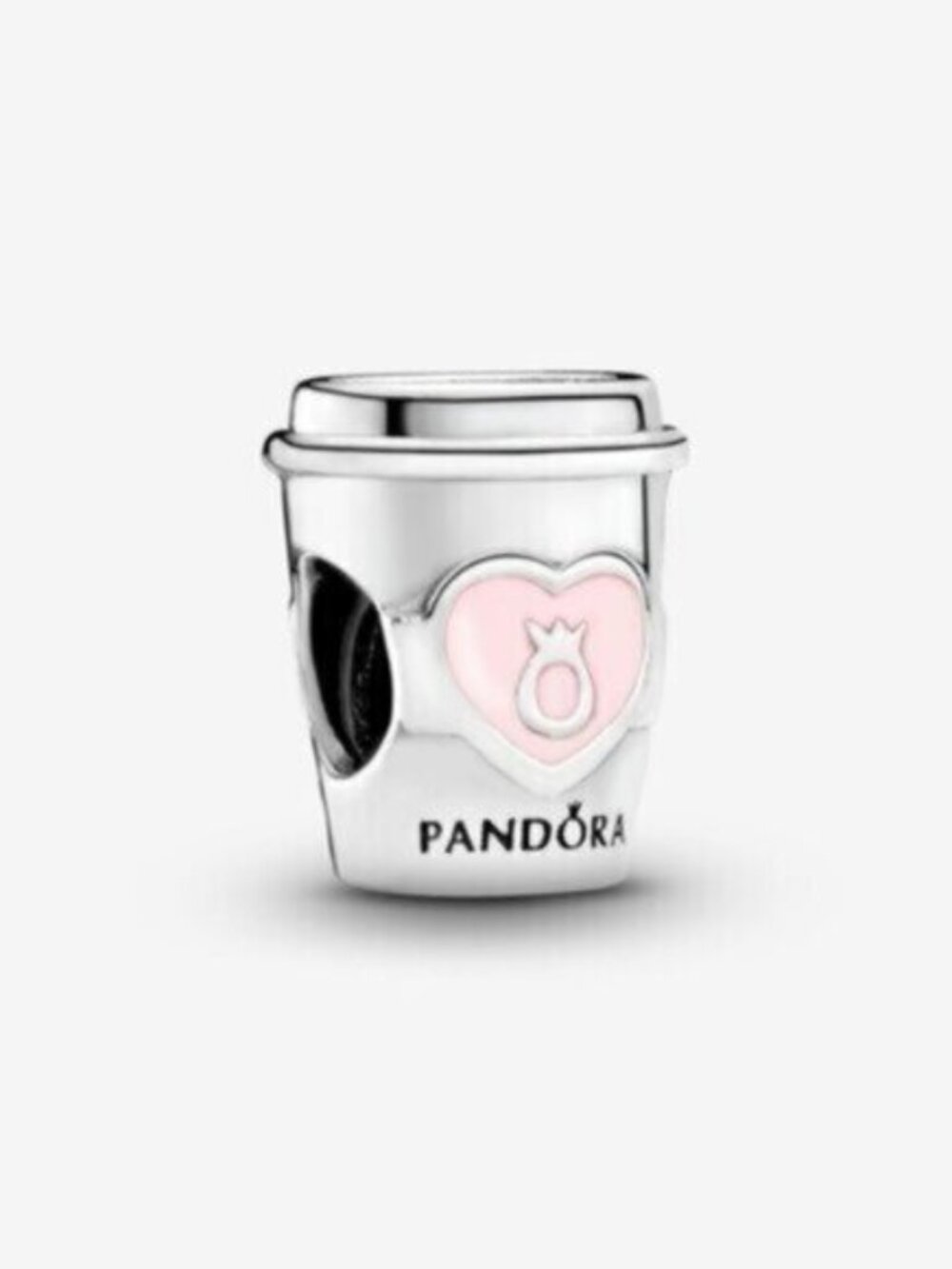 Pandora Silver Coffee Cup Charm with Pink Heart